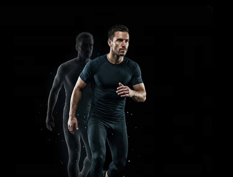 Man running forward, leaving a shadow of his former self behind